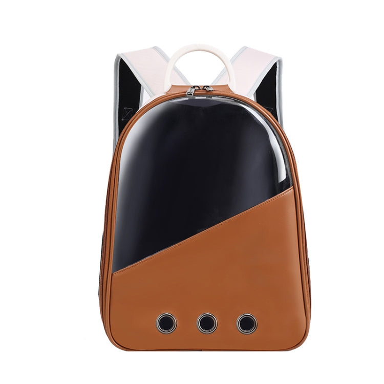 PU Pet Bag Cats And Dogs Outing Carrying Capsule Double Shoulder Backpacks(Model 1 Khaki) - free shipping - PMC TechLife - Order now!