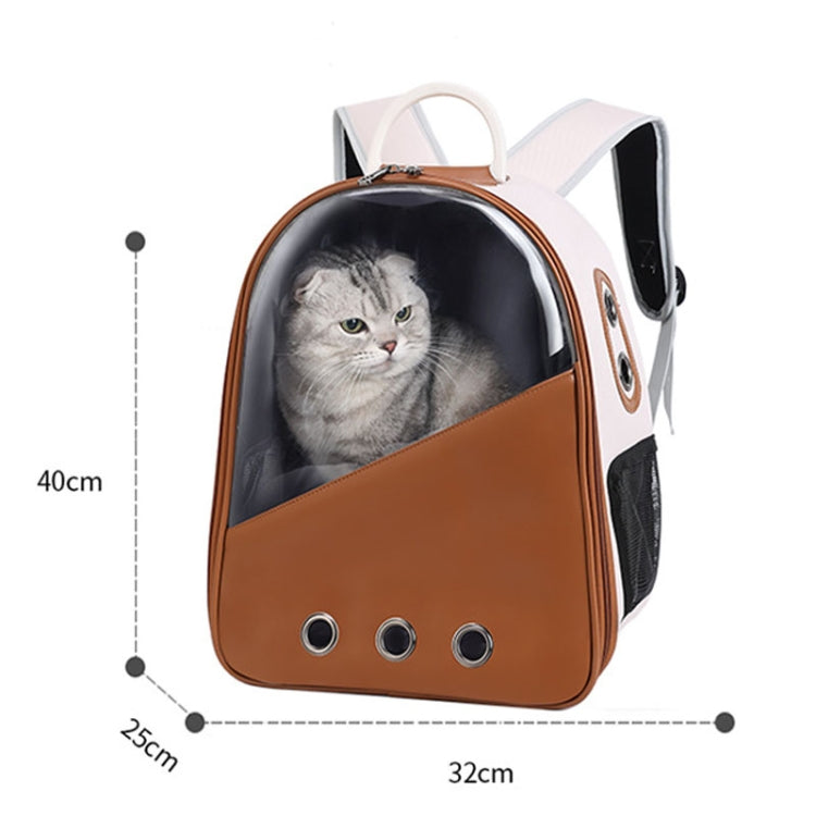 PU Pet Bag Cats And Dogs Outing Carrying Capsule Double Shoulder Backpacks(Model 1 Khaki) - free shipping - PMC TechLife - Order now!
