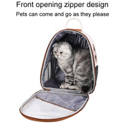 PU Pet Bag Cats And Dogs Outing Carrying Capsule Double Shoulder Backpacks(Model 1 Beige)