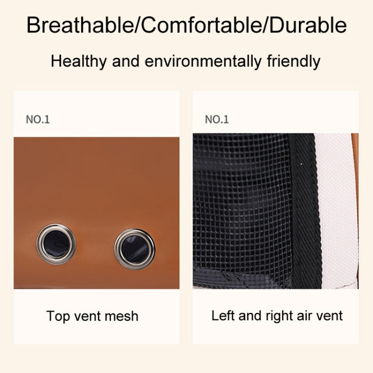 PU Pet Bag Cats And Dogs Outing Carrying Capsule Double Shoulder Backpacks(Model 1 Khaki) - free shipping - PMC TechLife - Order now!