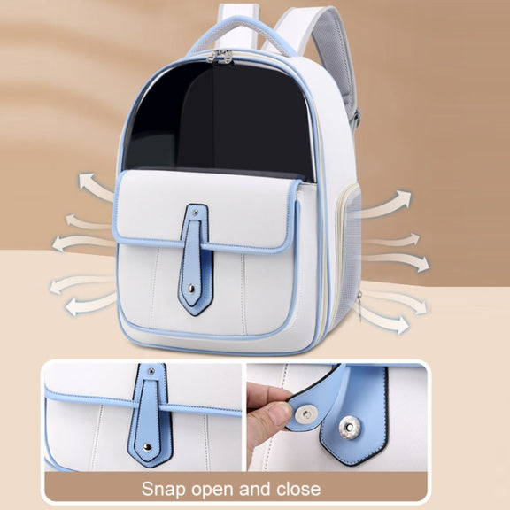 PU Pet Bag Cats And Dogs Outing Carrying Capsule Double Shoulder Backpacks(Model 6 White)