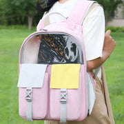 Pets Colorful Double Shoulder Bag Cats And Dogs Outing Carrying Capsule Backpacks(Model 6 Black)