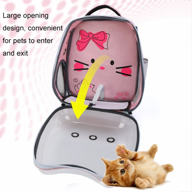 Cartoon Pattern Cat Transparent Pet Bag Space Capsule Portable Pet Backpack, Color: Blue