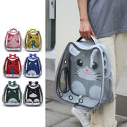 Cartoon Pattern Cat Transparent Pet Bag Space Capsule Portable Pet Backpack, Color: Blue
