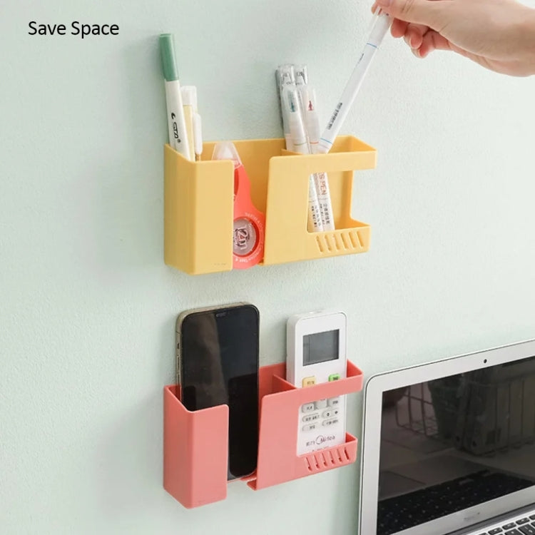 Double Grid Wall-Mounted Storage Box Remote Control Sundries Organizer Mobile Phone Charging Holder(Blue) - free shipping - PMC TechLife - Order now!