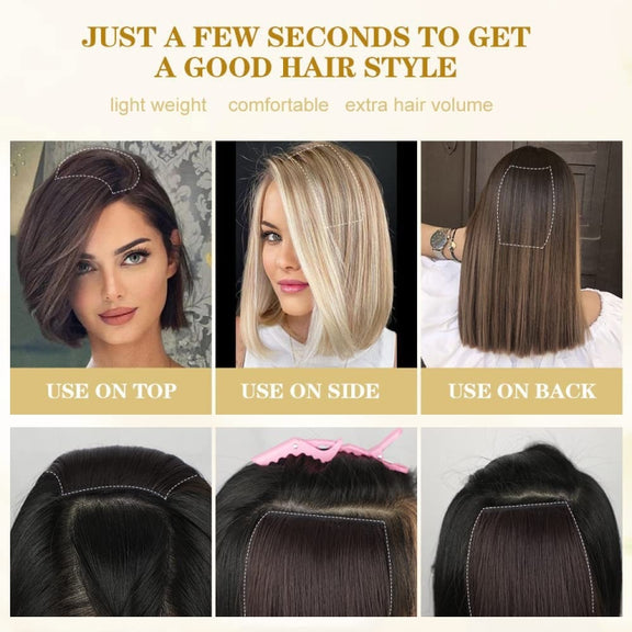 Invisible Pad Hair Roots Both Sides Puffy Wig Piece Faux Hair Extension Pad Hair Piece, Color: 20cm Natural Black