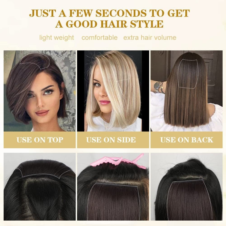 Invisible Pad Hair Roots Both Sides Puffy Wig Piece Faux Hair Extension Pad Hair Piece, Color: 30cm Natural Black