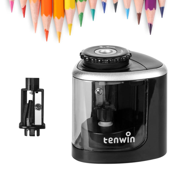 TENWIN Electrical Pencil Sharpener Student Stationery Semi-Automatic Sharpeners Battery Model(Blue)