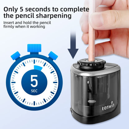 TENWIN Electrical Pencil Sharpener Student Stationery Semi-Automatic Sharpeners Battery Model(Black) - Pencil Sharpener by TENWIN | Online Shopping South Africa | PMC Jewellery | Buy Now Pay Later Mobicred
