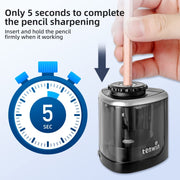 TENWIN Electrical Pencil Sharpener Student Stationery Semi-Automatic Sharpeners Battery Model(Black)