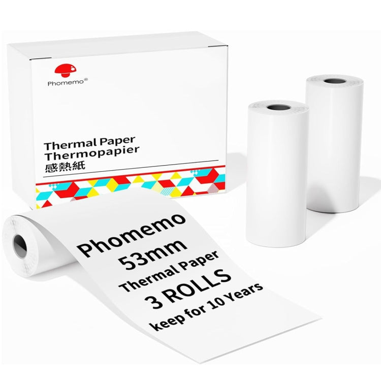 Phomemo 3rolls /Box 53mm Writing Quick-Drying Thermal Paper 10-Year Long-Lasting For M832 / M833 / M834 / M835 Printer - Printing Paper by PMC TechLife | Online Shopping South Africa | PMC TechLife | Buy Now Pay Later Mobicred