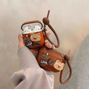 For AirPods Pro Cartoon 3D Coffee Bear Headphones Case Protective Shell Cover