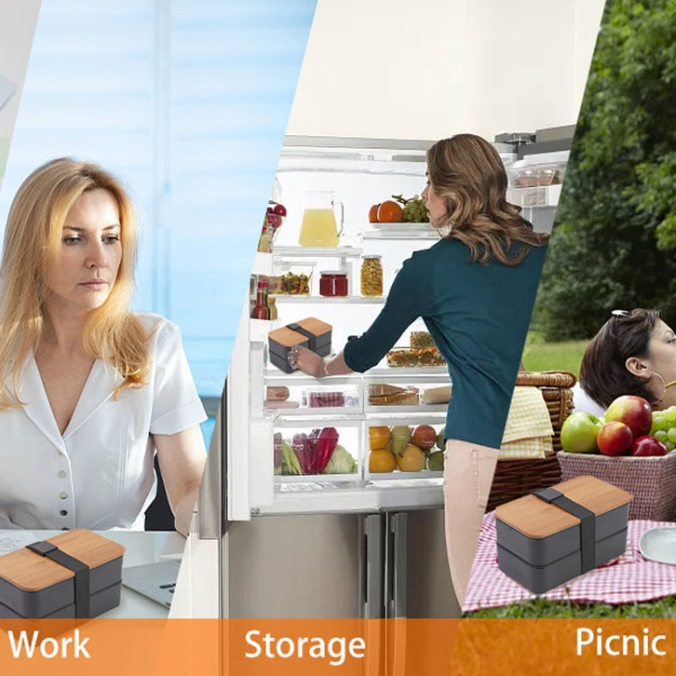 1200ml Portable Compartment Insulated Double Layer Lunch Box Microwavable Plastic Food Container, Color: With Insulation Bag White - Cutlery Sets by PMC TechLife | Online Shopping South Africa | PMC TechLife