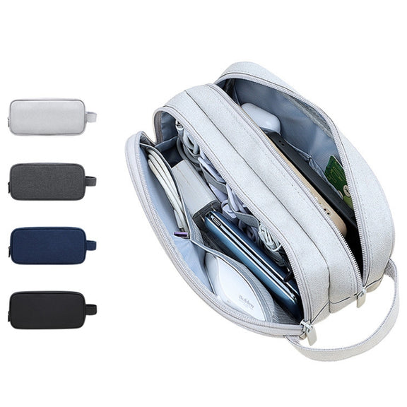 SM09 Double-layer Large Capacity Digital Accessories Storage Bag, Color: Gray