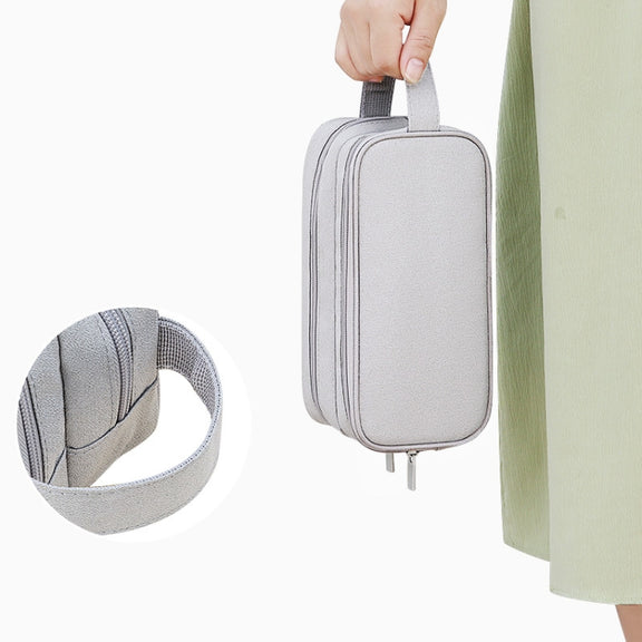 SM09 Double-layer Large Capacity Digital Accessories Storage Bag, Color: Gray