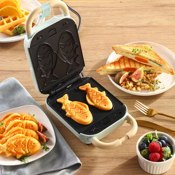 2 In 1 YIDPU Multifunctional Family Breakfast Maker Light Diet Sandwich Waffle Baker, CN Plug(Green)