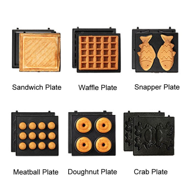 7 In 1 YIDPU Multifunctional Family Breakfast Maker Light Diet Sandwich Waffle Baker, CN Plug(Pink)