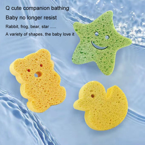 Baby Bathing Wood Pulp Sponge Cute Cartoon Soft Bath Sponge Bath Scrubber, Model: Duck