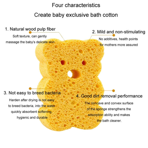 Baby Bathing Wood Pulp Sponge Cute Cartoon Soft Bath Sponge Bath Scrubber, Model: Duck