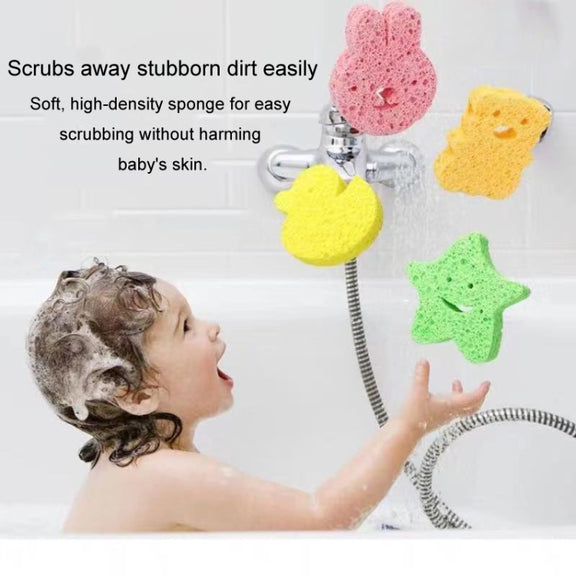 Baby Bathing Wood Pulp Sponge Cute Cartoon Soft Bath Sponge Bath Scrubber, Model: Bunny
