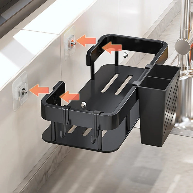 Wall-mounted Kitchen and Bathroom Storage Rack with 4 Hooks, Spec: Shelf + Pole+Cup - Shelf by PMC TechLife | Online Shopping South Africa | PMC TechLife