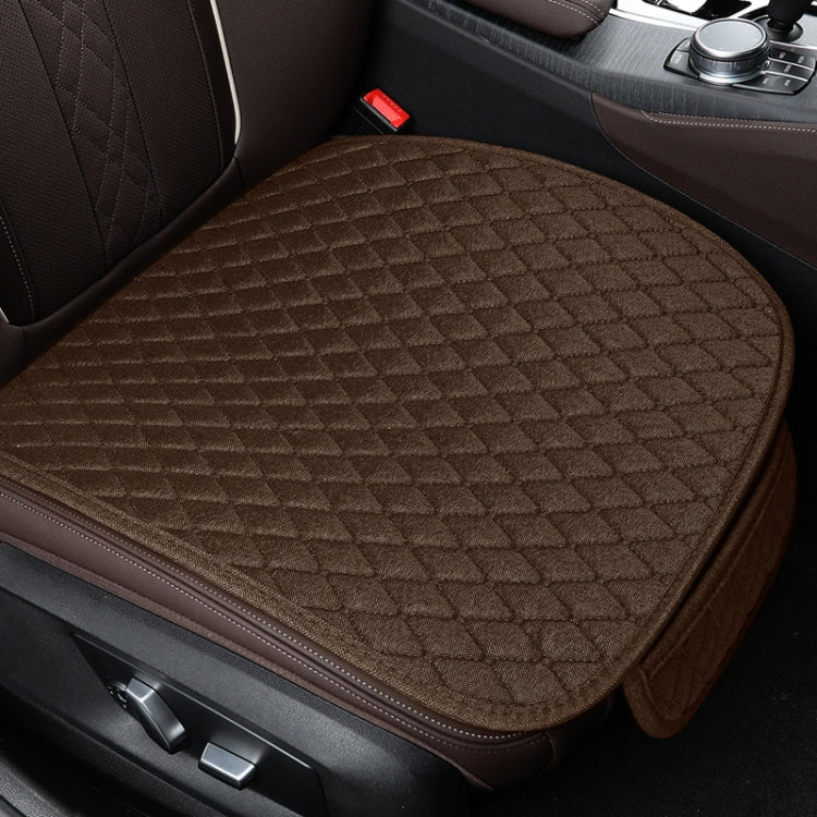 Non-Slip Rhombus Imitation Linen Car Seat Cushion, Color: Brown Front Row - Seat Accessories by PMC TechLife | Online Shopping South Africa | PMC TechLife | Buy Now Pay Later Mobicred