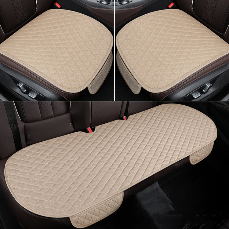 Non-Slip Rhombus Imitation Linen Car Seat Cushion, Color: Beige Front Row - Seat Accessories by PMC TechLife | Online Shopping South Africa | PMC TechLife | Buy Now Pay Later Mobicred