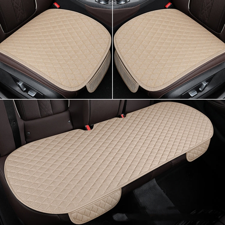 Non-Slip Rhombus Imitation Linen Car Seat Cushion, Color: Beige Back Row - Seat Accessories by PMC TechLife | Online Shopping South Africa | PMC TechLife | Buy Now Pay Later Mobicred