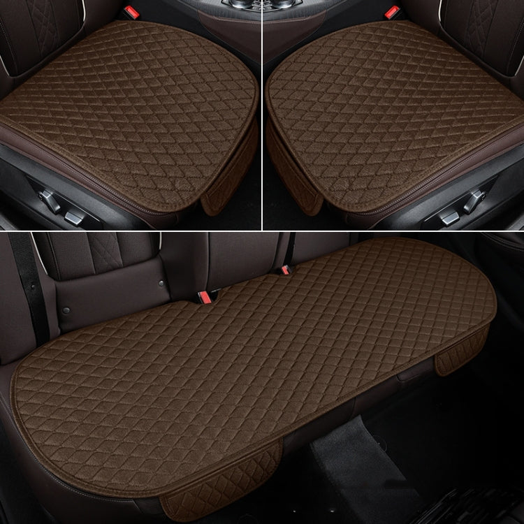 Non-Slip Rhombus Imitation Linen Car Seat Cushion, Color: Brown Back Row - Seat Accessories by PMC TechLife | Online Shopping South Africa | PMC TechLife | Buy Now Pay Later Mobicred