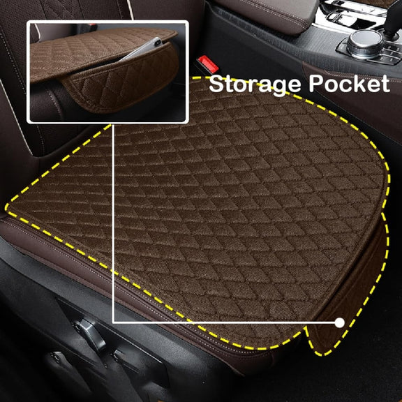 Non-Slip Rhombus Imitation Linen Car Seat Cushion, Color: Brown Back Row