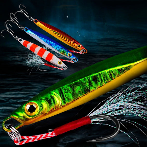 PROBEROS LF128 Long Casting Lure Iron Plate Lead Fish Freshwater Sea Fishing Warp Bass Metal Sequins Baits, Size: 10g(Color E)