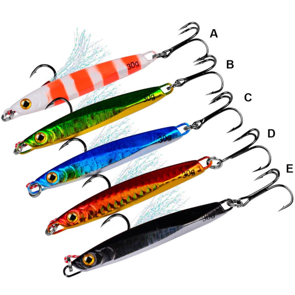 PROBEROS LF128 Long Casting Lure Iron Plate Lead Fish Freshwater Sea Fishing Warp Bass Metal Sequins Baits, Size: 10g(Color E)