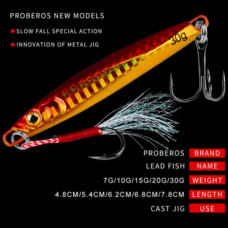 PROBEROS LF128 Long Casting Lure Iron Plate Lead Fish Freshwater Sea Fishing Warp Bass Metal Sequins Baits, Size: 15g(Color B)