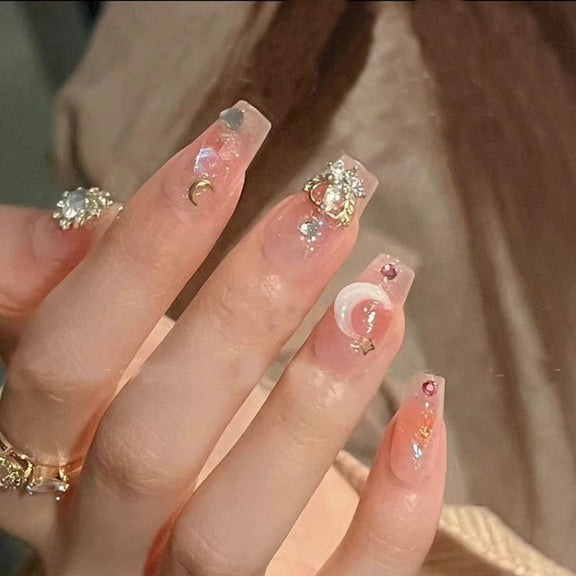 24pcs/box Handmade Nail Glitter Nail Jelly Glue Finished Patch, Color: BY1023(Wear Tool Bag)