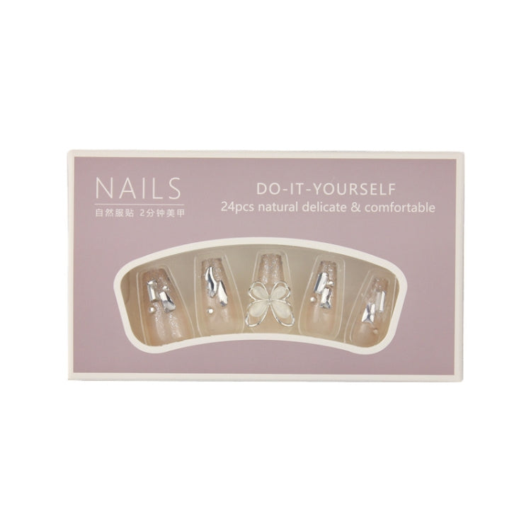 24pcs/box Handmade Nail Glitter Nail Jelly Glue Finished Patch, Color: BY95(Wear Tool Bag)