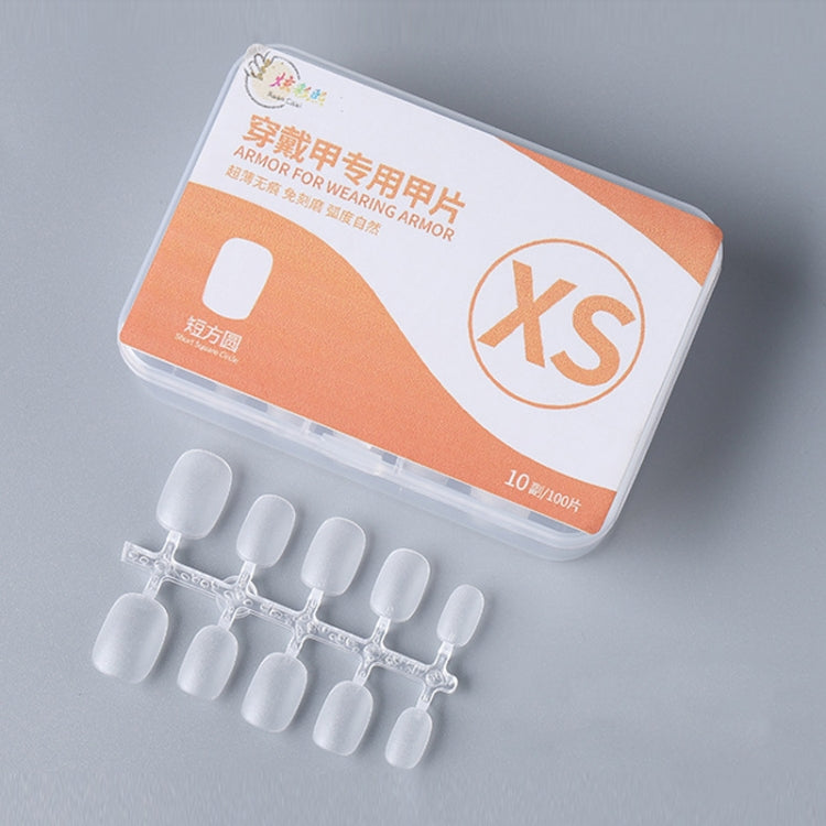10pairs Of 100pcs/Box Frosted False Nails Artificial Tip, Shape: Short Square Circle XS - free shipping - PMC Jewellery - Order now!