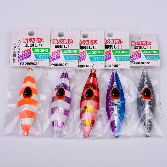 PROBEROS LF124 Deep Sea Iron Plate Lead Fish Fishing Lure Slow Sinking Rocking Luminous Boat Fishing Bait, Size: 60g(Color C)