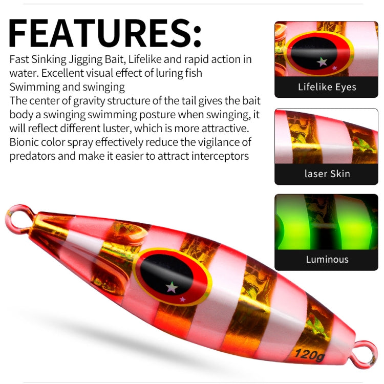 PROBEROS LF124 Deep Sea Iron Plate Lead Fish Fishing Lure Slow Sinking Rocking Luminous Boat Fishing Bait, Size: 30g(Color B) - free shipping - PMC TechLife - Order now!