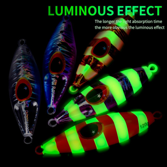 PROBEROS LF124 Deep Sea Iron Plate Lead Fish Fishing Lure Slow Sinking Rocking Luminous Boat Fishing Bait, Size: 60g(Color C)