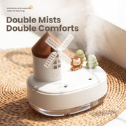 ZAY-H007 LED Light Double Spray Wireless Mini Desktop Windmill Music Humidifier(White)
