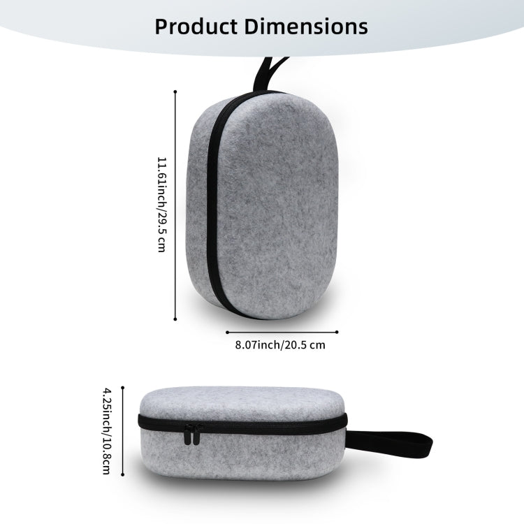 JYS-APP001 For Apple Vision Pro Headset Storage Bag VR Glasses Anti-Scrape Portable Bag, Color: Gray Felt