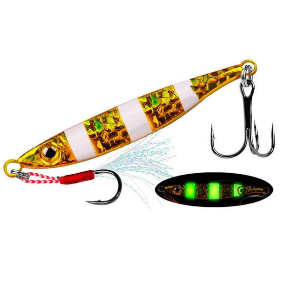 PROBEROS LF126 Long Casting Lead Fish Bait Freshwater Sea Fishing Fish Lures Sequins, Weight: 7g(Luminous Color A)