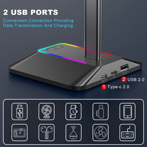 New Bee Dual Output Colorful Headset Display Rack HUB Expansion Headphone Holder, Color: Z8 Silver