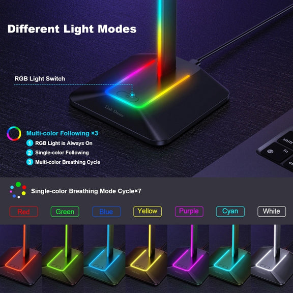New Bee Dual Output Colorful Headset Display Rack HUB Expansion Headphone Holder, Color: Z8 Black