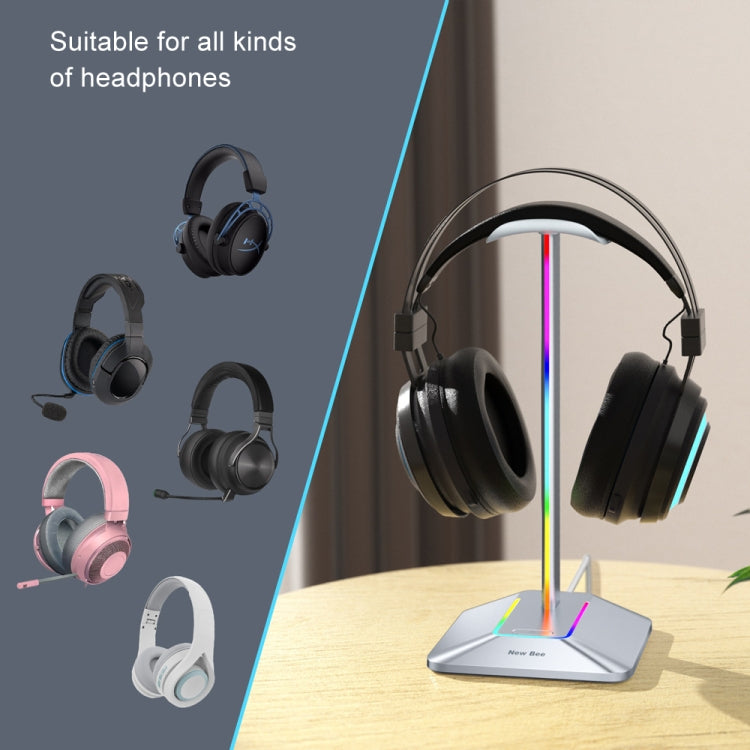 New Bee Dual Output Colorful Headset Display Rack HUB Expansion Headphone Holder, Color: Z9 Without Extended Interface Silver