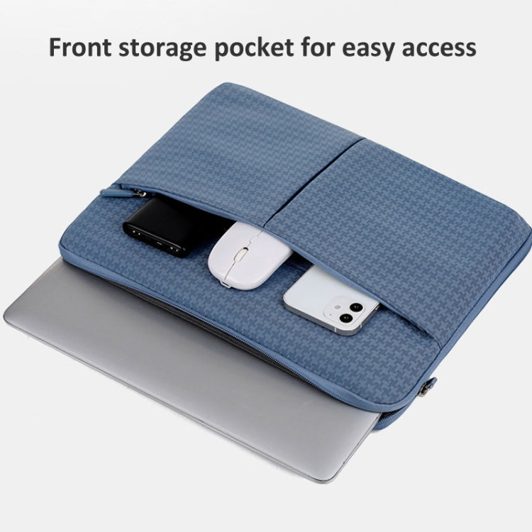 10/11 Inch Houndstooth Pattern Oxford Cloth Laptop Bag Water-resistant Tablet Storage Bag(Haze Blue)