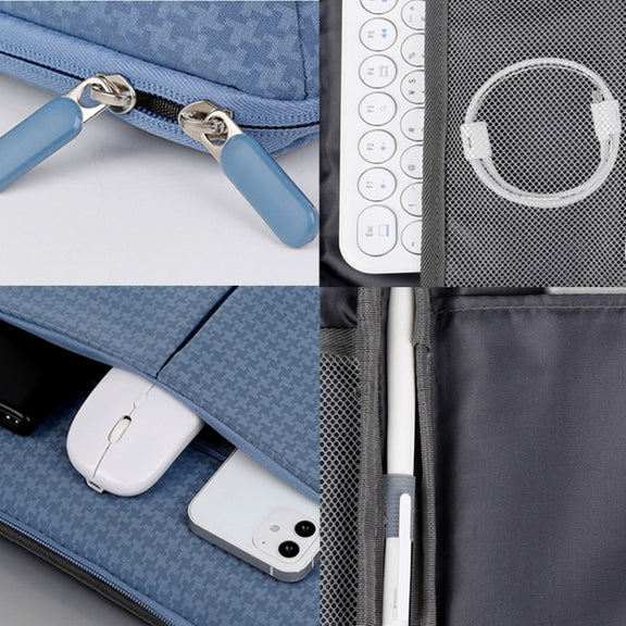 10/11 Inch Houndstooth Pattern Oxford Cloth Laptop Bag Water-resistant Tablet Storage Bag(Haze Blue)
