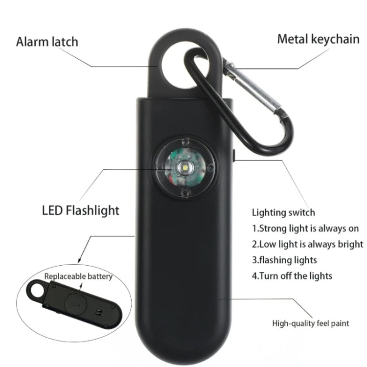 Women Personal Anti-pervert Alarm Outdoor LED Flashing Light Alarm(Black) - Anti-lost Alarm by PMC Jewellery | Online Shopping South Africa | PMC Jewellery | Buy Now Pay Later Mobicred