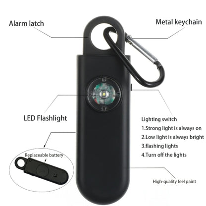 Women Personal Anti-pervert Alarm Outdoor LED Flashing Light Alarm(Black) - Anti-lost Alarm by PMC Jewellery | Online Shopping South Africa | PMC Jewellery | Buy Now Pay Later Mobicred