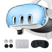 For Meta Quest 3 PC Protective Shell, Style: 7 In 1 (Ordinary Transparent Blue)